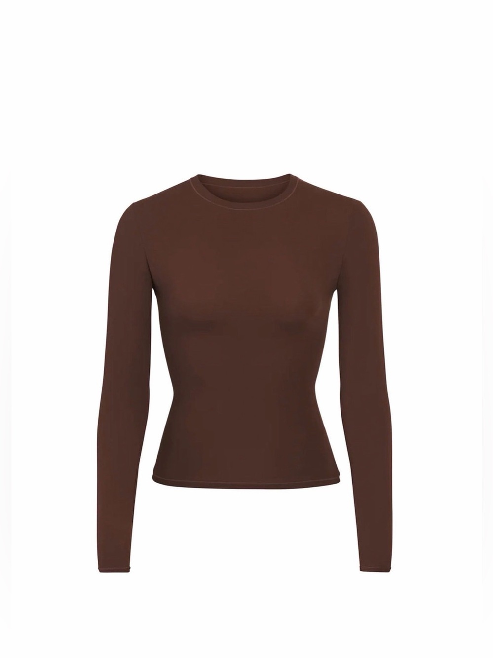 NWT SKIMS Fits Everybody Cocoa Long-Sleeve Crewneck Women's Top, Large - Picture 1 of 7